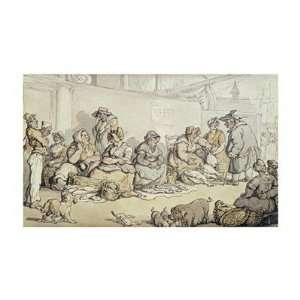  The Fish Market, Grimsby by Thomas Rowlandson 26.00X17.12 