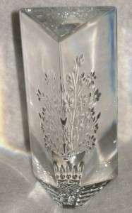 Waterford Crystal 4.5 Triangle Flower Sculpture Paperweight  