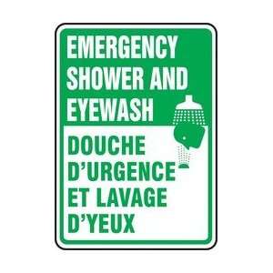 EMERGENCY SHOWER AND EYEWASH (BILINGUAL FRENCH) Sign   10 x 14 Dura 