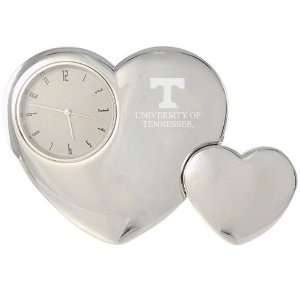  Tennessee Volunteers Silver Tone Double Heart Clock 