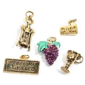  Ultra Miniature Wine Vineyard Themed Charms for Crafting 