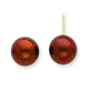   14k 9 9«mm Chocolate Freshwater Cultured Pearl Stud Earrings Jewelry