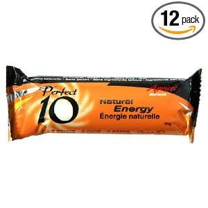 Perfect 10 Natural Energy Bar, Apricot Flavor, 50 Gram Bar (Pack of 12 