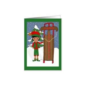 Christmas  Elf with Sled Card
