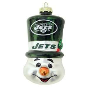 New York Jets Blown Glass Snowman Top Hat Christmas Tree Ornament 