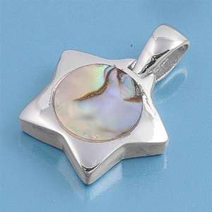 Sterling Silver 20mm Abalone Star Shaped Pendant Jewelry