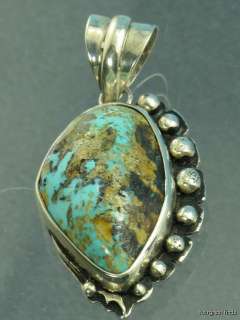 VINTAGE SOUTHWESTERN TRIBAL STERLING SILVER TURQUOISE PENDANT NECKLACE 