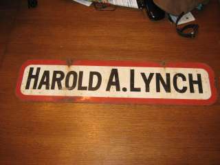 Vintage Old Metal Double Sided Harold Lynch Sign  