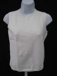 AUTH. PRADA Ivory Cotton Sleeveless Blouse Shirt Top 42  