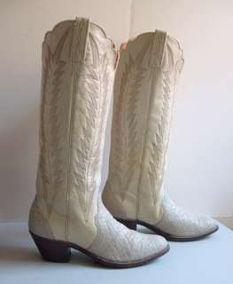 Womens Cowboy Boots  J. Chisholm Bone Elephant Tall Shafts 7.5 M 