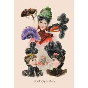  Stylish Winter Millinery 20X30 Paper with Black Frame 