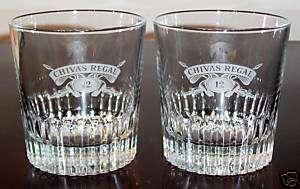 CHIVAS REGAL WHISKY #12 ROCKS BEAUTIFUL GLASSES   TWO  