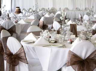 20 Chocolate Brown Organza Chair Cover Sash Bow Wedding  