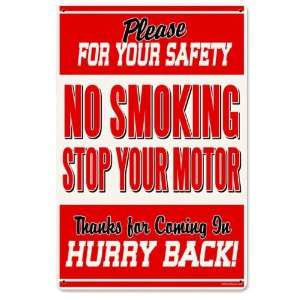 No Smoking Stop Motor Metal Sign 