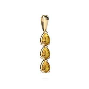    14K Yellow Gold Pear Genuine Citrine 3 Stone Pendant Jewelry