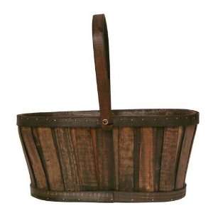  Chocolate Brown Woodchip Basket with Swing Handle Kitchen 