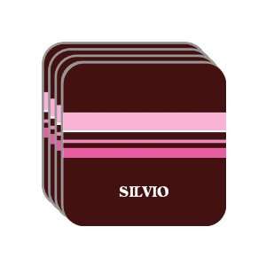 Personal Name Gift   SILVIO Set of 4 Mini Mousepad Coasters (pink 