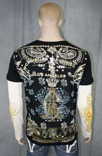 Christian Audigier Skull Roses T Shirt STONES Black  