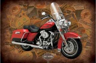 POSTER ~ MOTORCYCLE HARLEY DAVIDSON ROAD KING LOGOS  