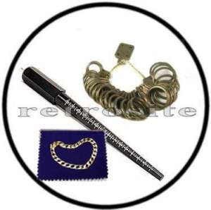 Jewelers Sizer Mandrel+Ring Gauge+BLUE Polishing Cloth  