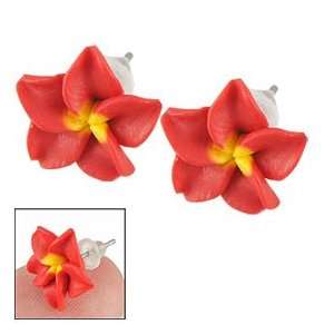  Pair Red Yellow Polymer Clay Mini Flower Stud Earrings for 