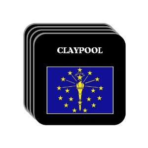 US State Flag   CLAYPOOL, Indiana (IN) Set of 4 Mini Mousepad Coasters