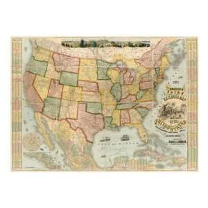   Map Of The United States, 1871 Giclee 