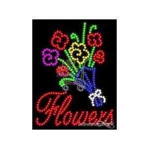 Flowers vertical LED Sign 26 inch tall x 20 inch wide x 3.5 inch deep 