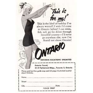  Print Ad 1953 Ontario This is for me Ontario Books