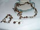 Vintage Camel Necklace Earrings Black Agate Cinnabar  