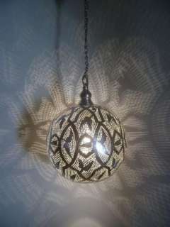 Silver Plated Egyptian Moroccan Hanging Lamp Lantern  