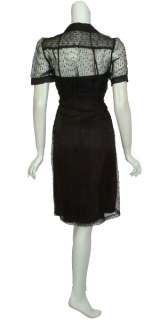 MARCHESA NOTTE Black Silk Swiss Dot Shirt Dress 2 NEW  
