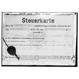 German vehicle tax registration issued to George Grantham Bain  