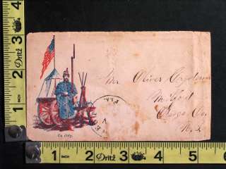   Civil War Cover Soldier, American Flag & Cannon in Color On Duty