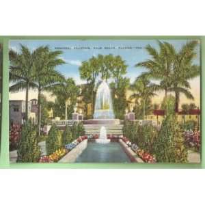  Postcard Vintage Memorial Fountain Palm Beach Florida 