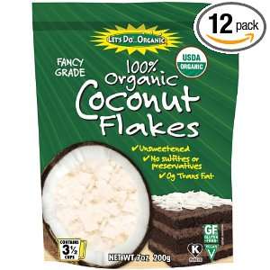 Lets Do Organic Unsweetend Coconut Flakes, 7 Ounce Pouches (Pack of 