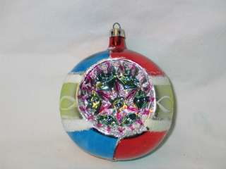 Vintage Christmas Jumbo Poland Glass Hand Painted Indent Ornament 3.5 