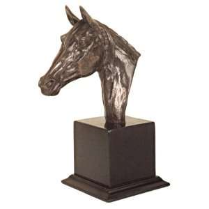  Horse Head in Bronze on Pedestal