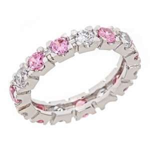 Tiffany Inspired Round Pink Full Circle Celebration Band Ring Size 5 