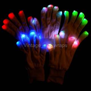 Function Multi Color LED Light Show RAVE Gloves Set  