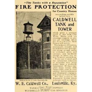  1907 Ad Fire Protection W E Caldwell Water Tank Tower 