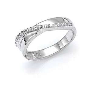  Sterling Silver Diamond Wave Ring   Size 7.0   JewelryWeb 