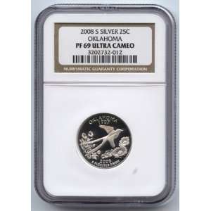 2008 S OKLAHOMA Silver Proof State Quarter Graded Proof 69 Ultra Cameo 