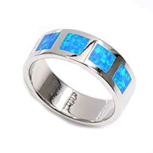  Sterling Silver Blue Lab Opal Ring (Size 6   9)   Size 7 