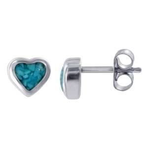 Sterling Silver 6mm Turquoise Inlay Heart with Post Back Findings Stud 