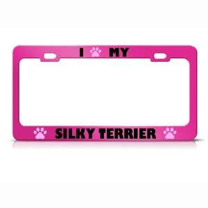 Silky Terrier Paw Love Pet Dog Metal license plate frame 