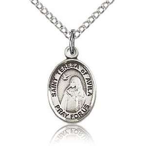  Sterling Silver 1/2in St Teresa of Avila Charm & 18in 