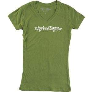   Troy Lee Designs Womens Signature T Shirt   Large/Green Automotive