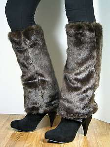  Winter Long Ski Leg Warmer Animal Faux Fake Mink Fur Boot Shoe Cover
