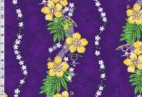 Hawaiian purple Hibiscus floral Print Fabric #070D  